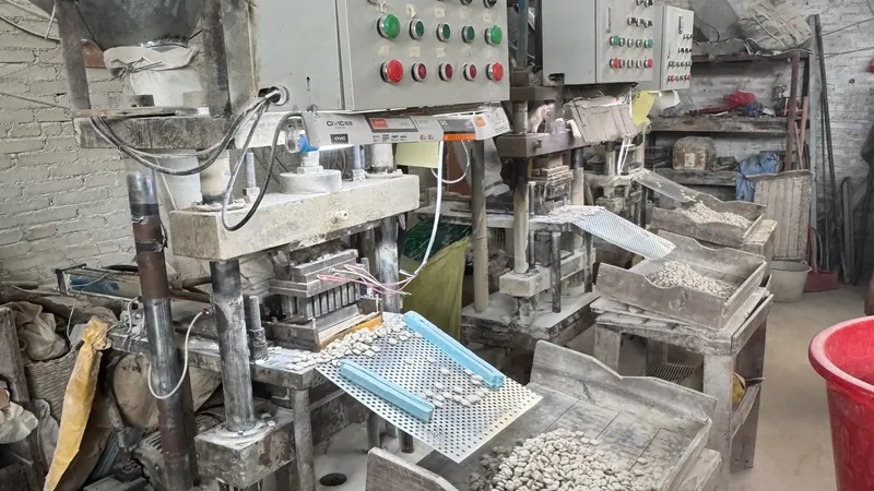 Forming machines producing small porous ceramic media pieces