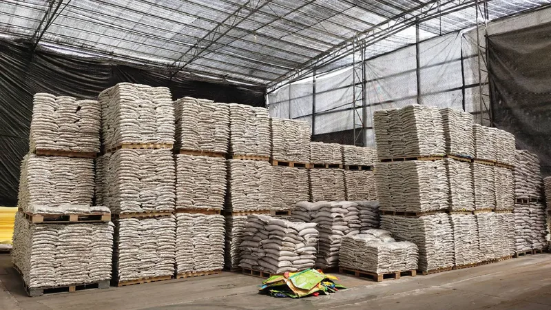 UJW filter media stock prepared on pallets for warehouse handling