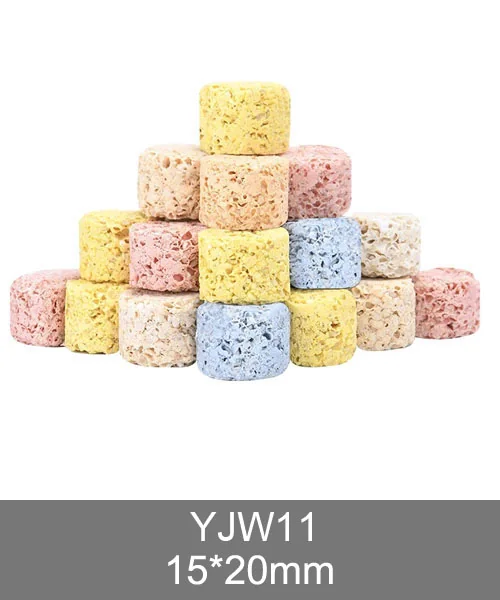 YJW11 3D bio media, pastel colored porous ceramic cylinders