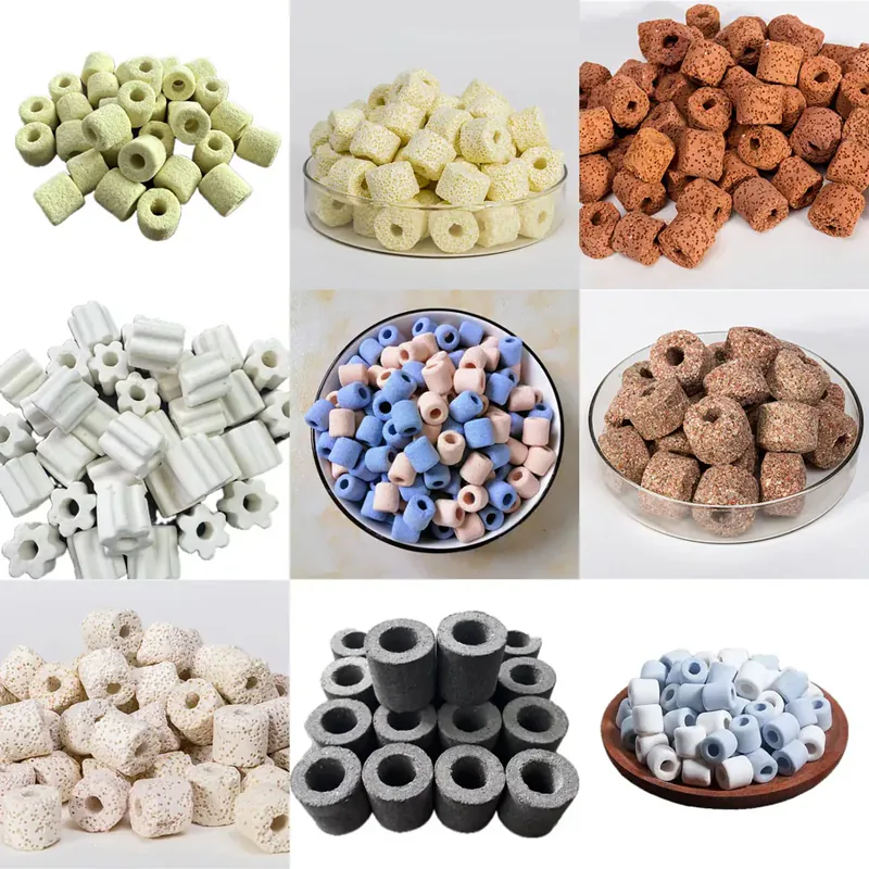 Colored porous ceramic bio rings with center holes